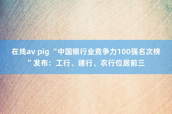 在线av pig “中国银行业竞争力100强名次榜”发布：工行、建行、农行位居前三